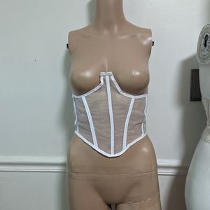 Mesh Underbust Corset Crop Top (WHITE COLOR)